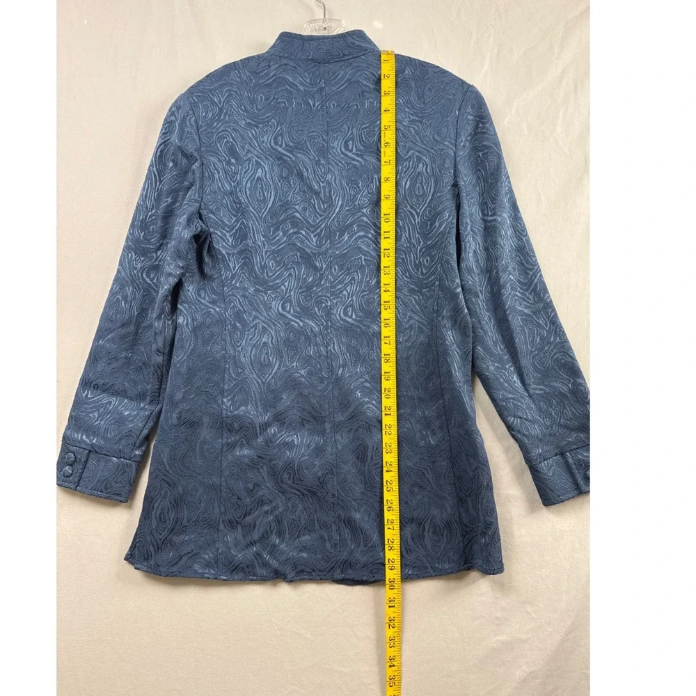 Coldwater Creek Pant Suit Women S Blue Jacquard Jacket Pleated Trousers Set